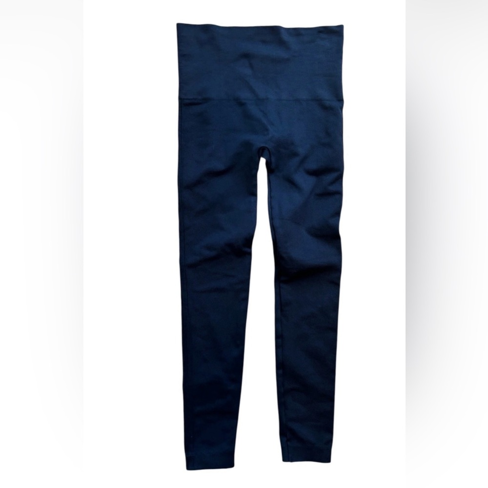 Spanx Navy Blue Look at Me Now Seamless Leggings Stretch Size Medium Full Length